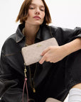 Long Zip Around Wallet In Signature Canvas (Silver/Sand/Taupe)