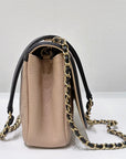 CHNL Small Caviar Quilted CC Filigree Flap Beige Black