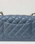 CHNL Pearly Caviar Quilted Mini Rectangular Flap Navy Blue 18S