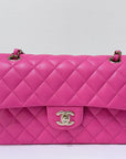 CHNL Classic Quilted Small Double Flap 22K Hot Pink
