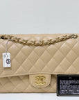 CHNL Medium Caviar Classic Double Flap Bag Beige