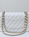 CHNL White Caviar Medium Classic 2.55 Double Flap Bag