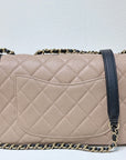 CHNL Small Caviar Quilted CC Filigree Flap Beige Black