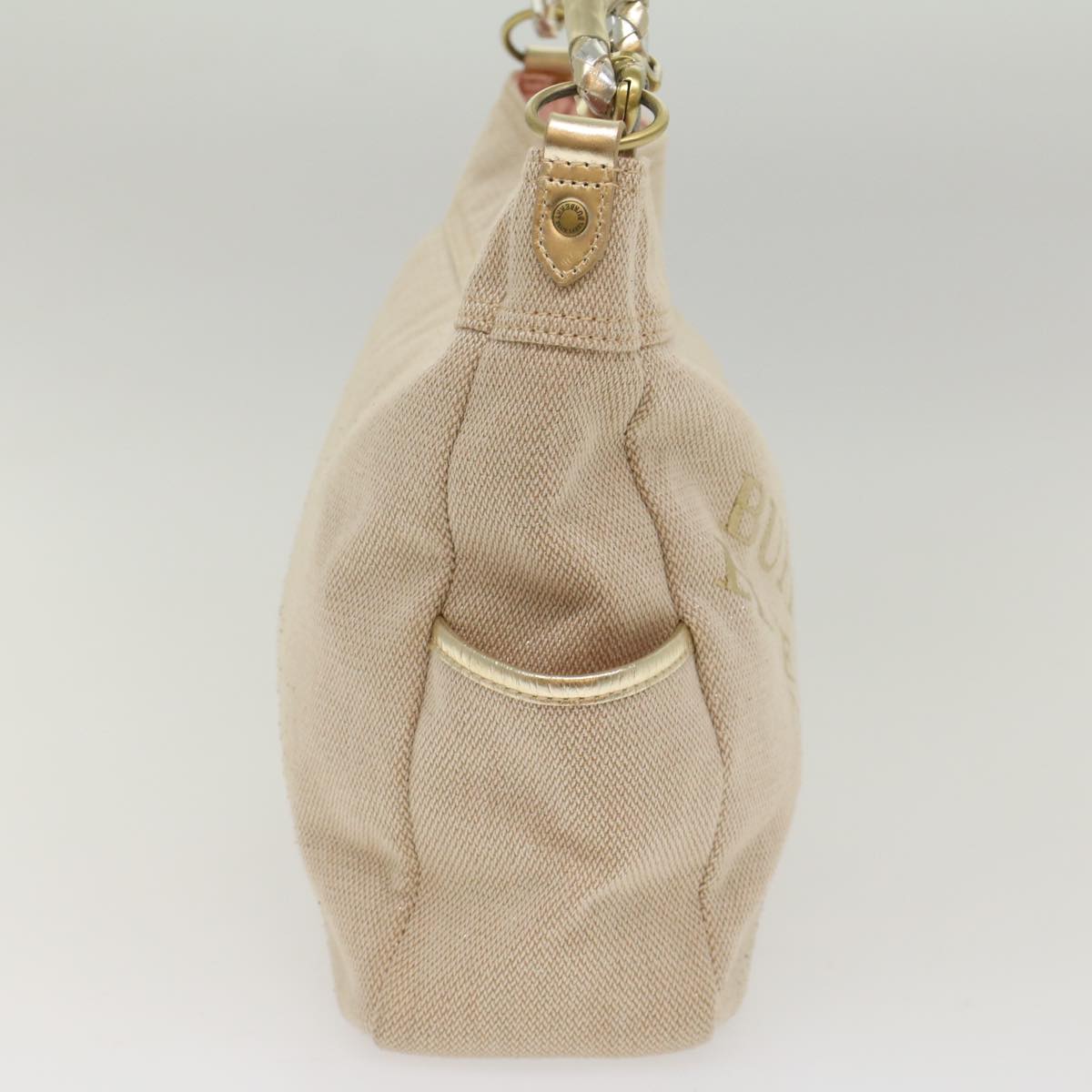 BBERRY Blue Label Shoulder Bag Canvas Beige Auth