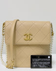 CHNL Small About Calfskin Quilted Pearls Flap Hobo GHW