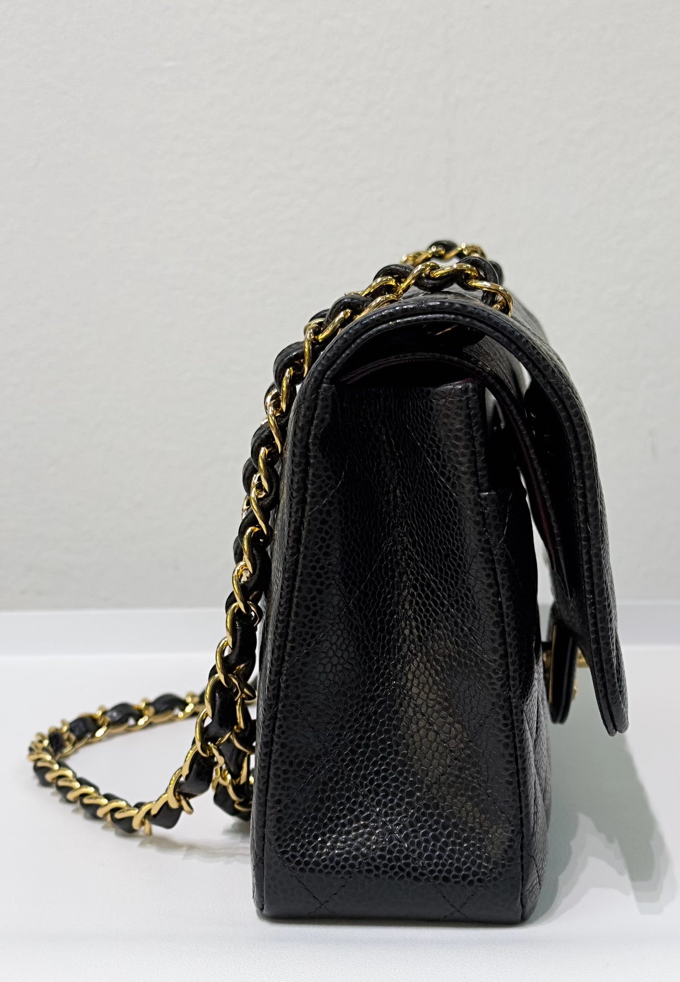 CHNL Medium Quilted Caviar Classic Double Flap Bag Black GHW
