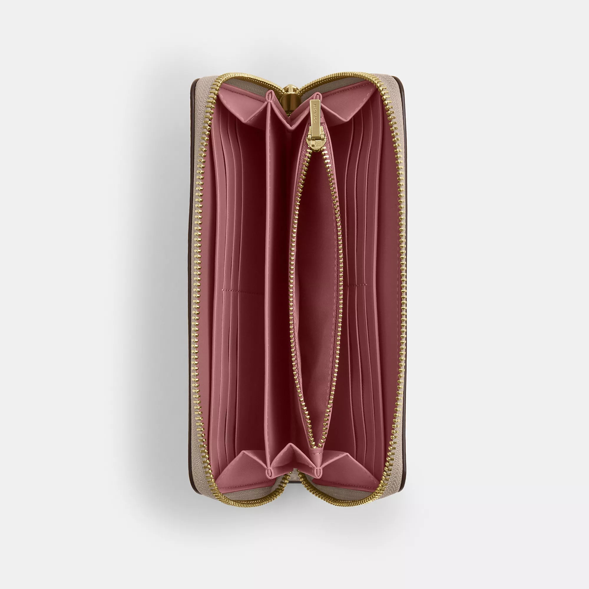 Long Zip Around Wallet In Signature Canvas (Silver/Sand/Taupe)