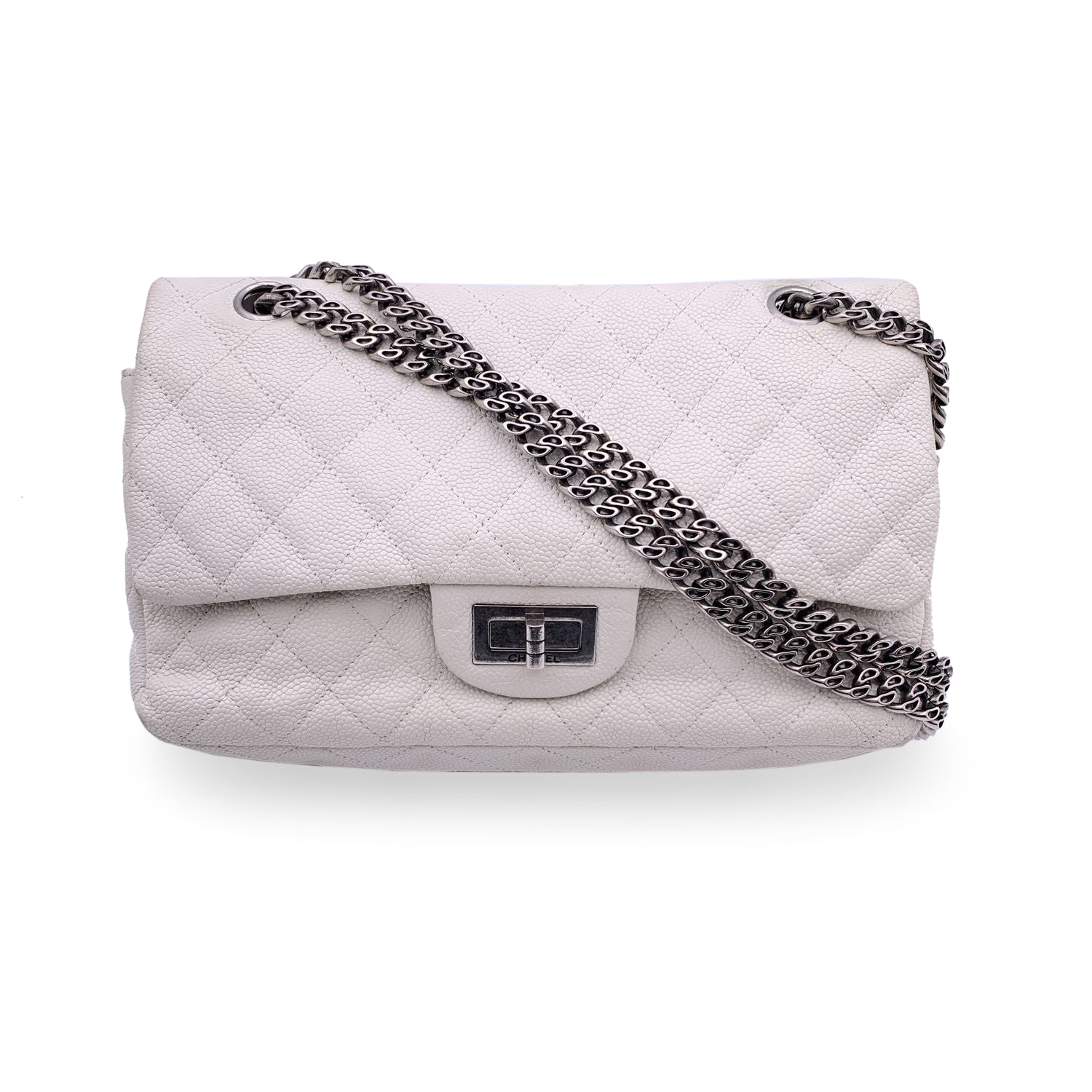 CHNL White Leather Reissue 2.55 Double Flap 225 Shoulder Bag 2000S