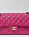 CHNL Small Classic Double Flap Caviar Quilted Red GHW ￼