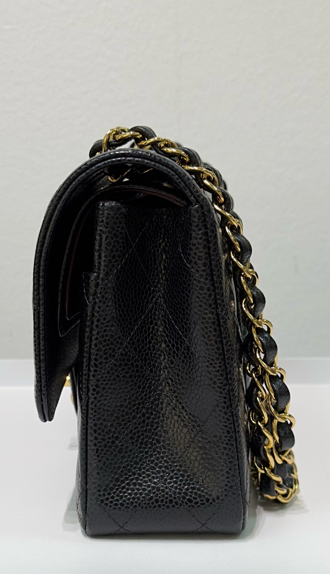 CHNL Medium Quilted Caviar Classic Double Flap Bag Black GHW