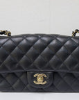 CHNL Mini Rectangular Classic Flap Black Bag 17B GHW