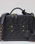 CHNL Medium Filigree Vanity Case Quilted Caviar Black GHW