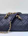 CHNL Bowling chain handbag Womens shoulder bag Navy Blue GHW