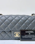 CHNL Classic Mini Rectangular 18S Dark Gray/Grey Quilted Caviar light gold hardware