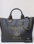 CHNL Small Deauville Caviar Tote Studded Black