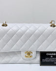 CHNL White Caviar Medium Classic 2.55 Double Flap Bag
