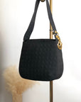 Christian DOR Cannage Logo Charm Shoulder bag Black Vintage jbwgb