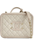CHNL Excellent CC Filigree Vanity Case Medium Pink Beige Crossbody Handbag
