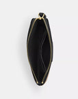 Corner Zip Wristlet In Signature Canvas With Stripe (Gold/Tan/Black)
