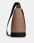 Dominic Sling Pack In Signature Canvas (Gunmetal/Chalk/Black)