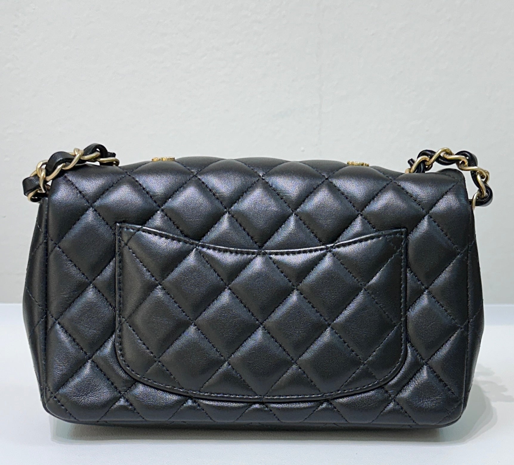CHNL Mini Lambskin Quilted Egyptian Amulet Rectangular Flap Black GHW