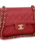 CHNL 2002 Vintage Red Caviar Small Classic Double Flap Bag 24k GHW