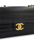 CHNL 1995 Vintage Black Caviar Horizontal Classic Jumbo Flap Bag 24k GHW
