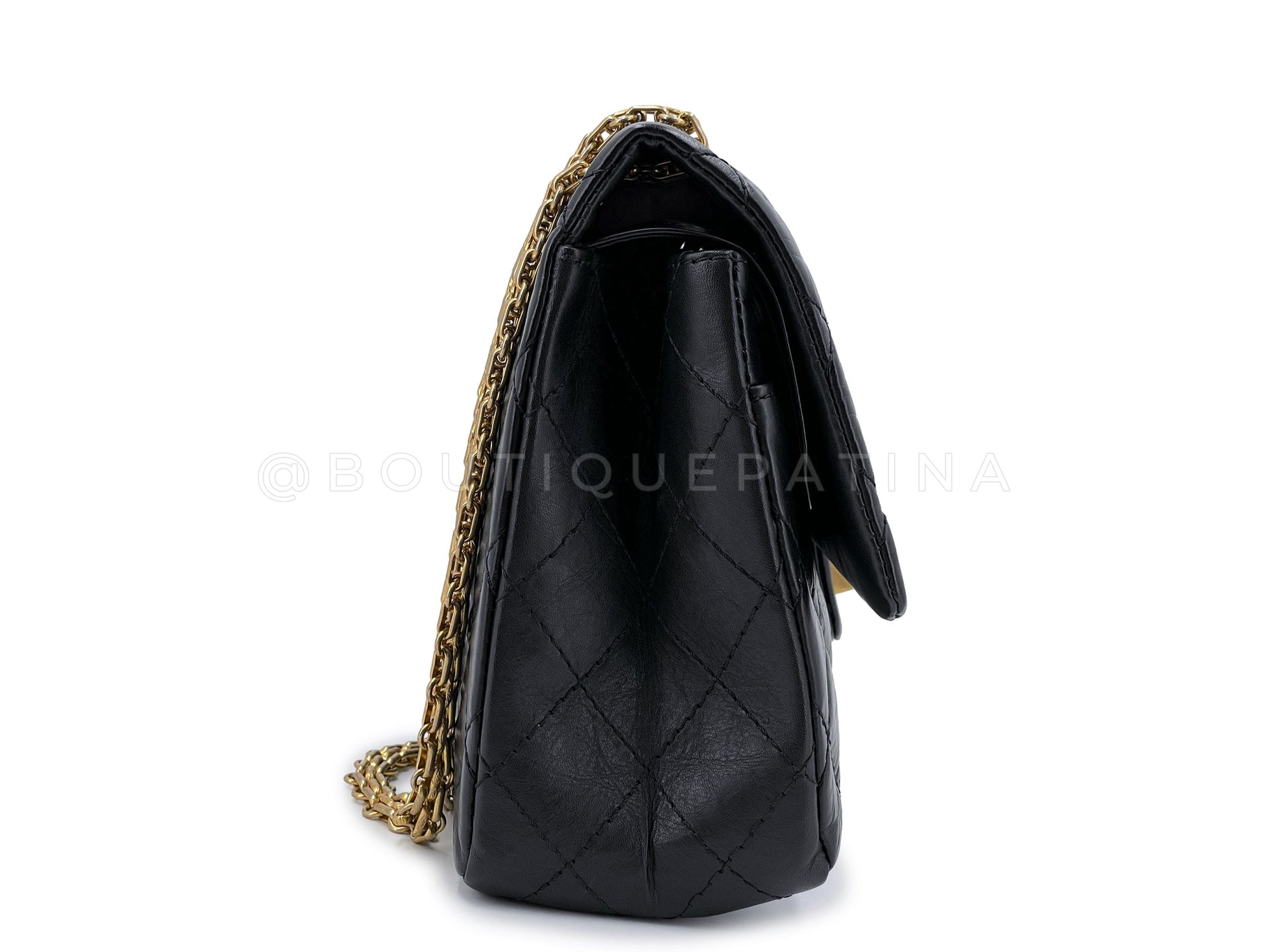CHNL Black Aged Calfskin Reissue Medium 226 2.55 Flap Bag GHW