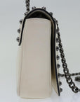 PRD Chain Shoulder Bag Leather Ivory Auth