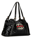 GCCI Bride Double G Sy Line Tote Bag Black G Patent Leather GCCI