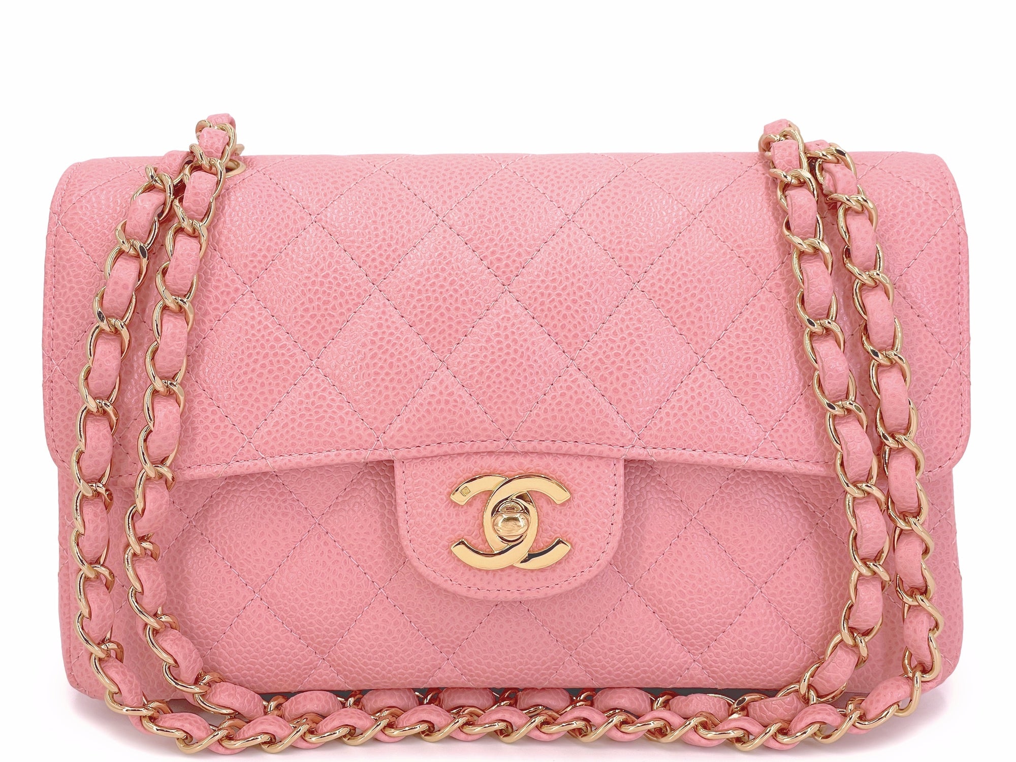 CHNL 2005 Vintage Sakura Pink Small Classic Double Flap Bag 24k GHW