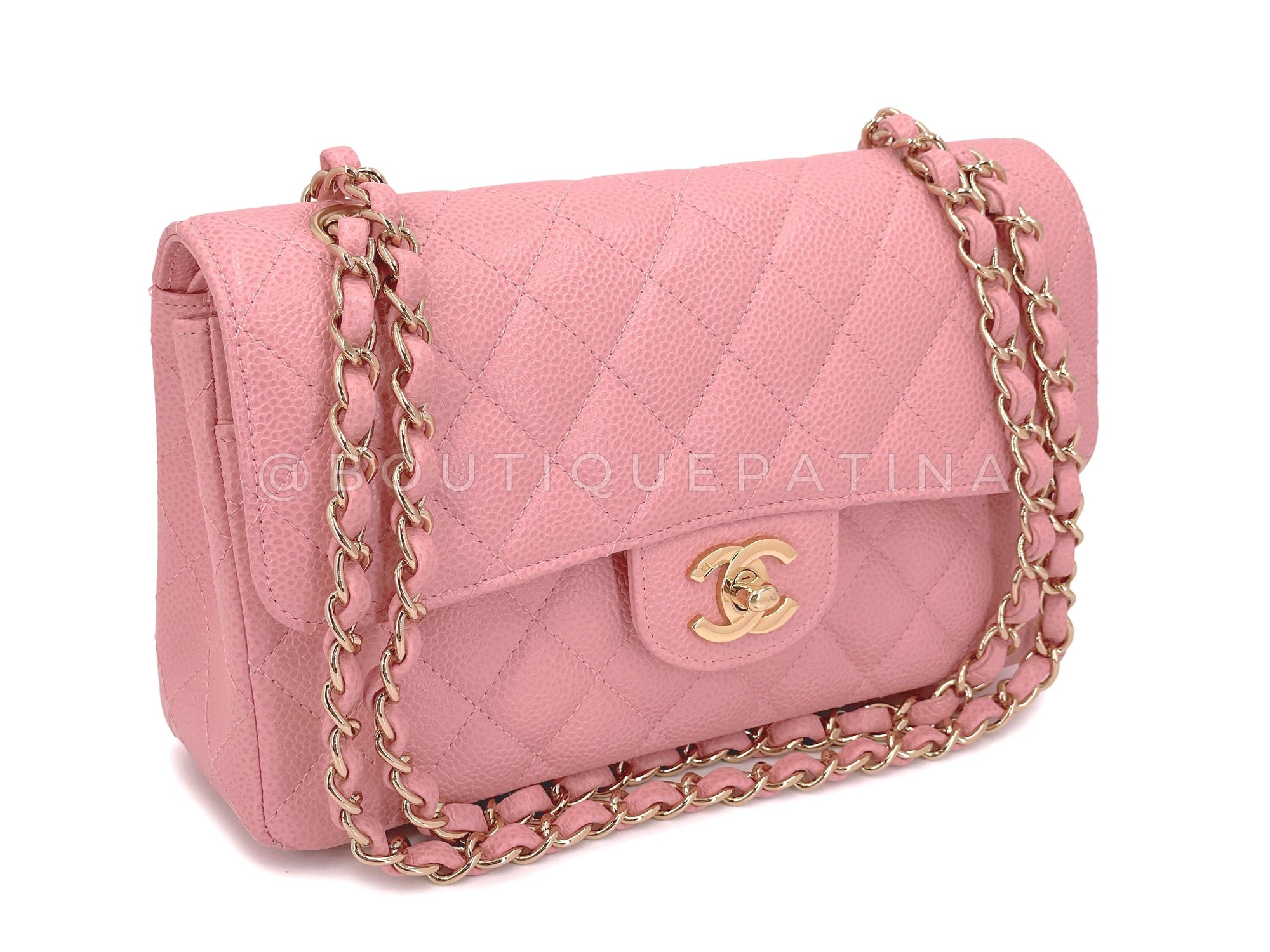 CHNL 2005 Vintage Sakura Pink Small Classic Double Flap Bag 24k GHW