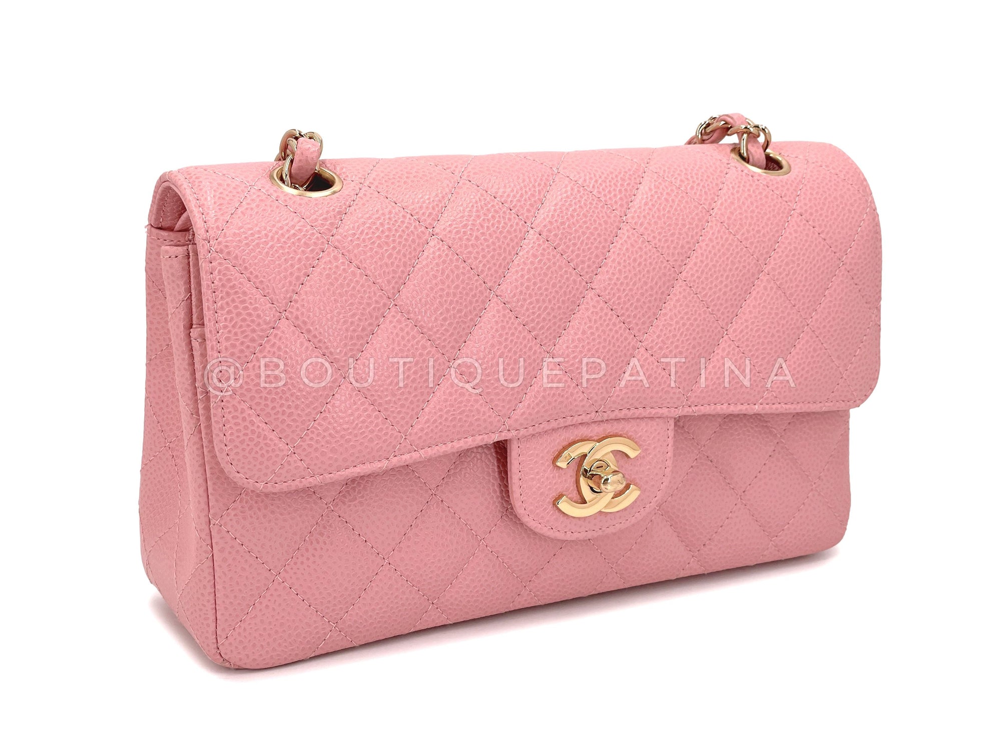 CHNL 2005 Vintage Sakura Pink Small Classic Double Flap Bag 24k GHW