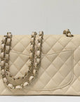 CHNL Small Classic Quilted Double Flap Ivory Light Beige 20C LGHW