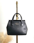 Christian DOR CD Logo Handbag Black Vintage hfanr