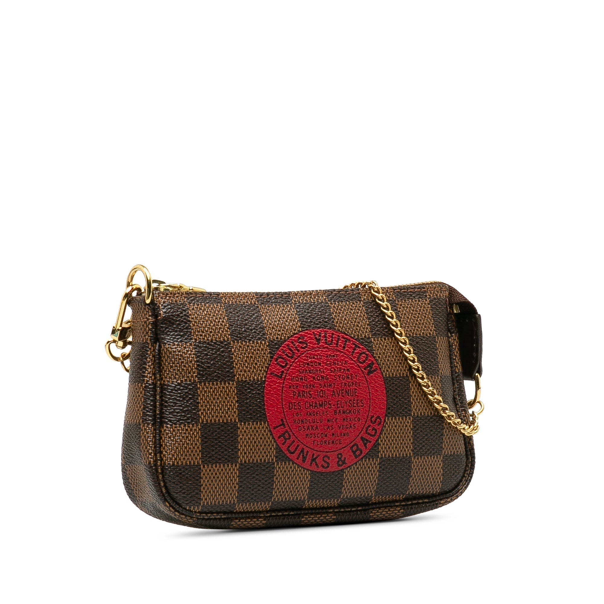 Brown LV Damier Ebene Trunks and Bags Mini Pochette Accessoires Shoulder Bag