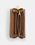 Long Zip Around Wallet In Signature Canvas (Gold/Tan/Brown)