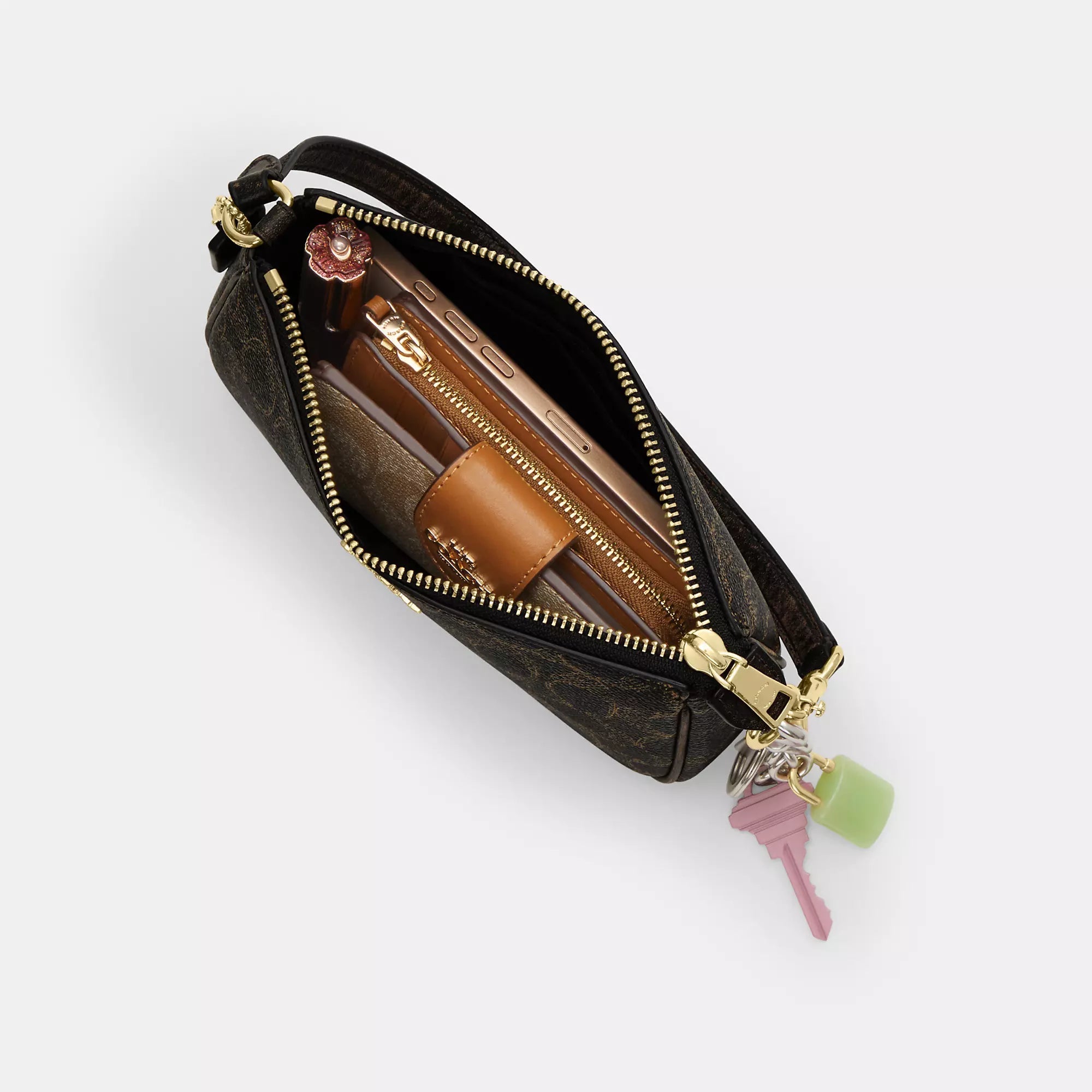 Nolita 19 In Loved Signature Canvas With Charms (Gold/Brown)