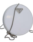 PRD Chain Shoulder Bag Patent leather White Auth