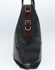 PRD Hand Bag Leather way Black Brown Auth