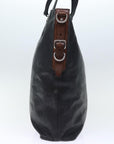 PRD Hand Bag Leather way Black Brown Auth