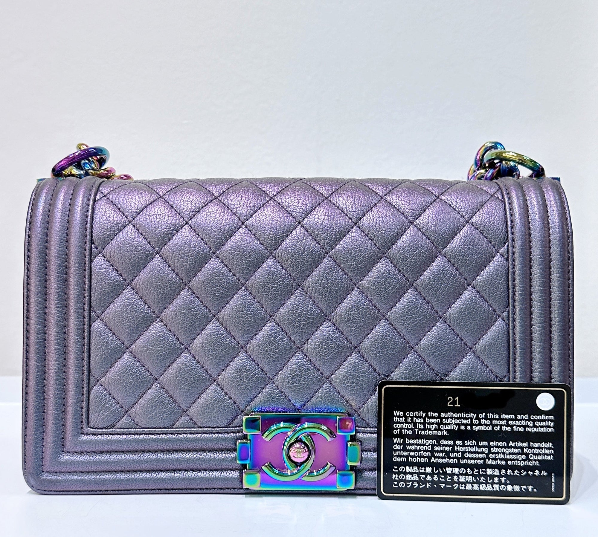 CHNL Boy Bag Old Medium Calfskin Purple