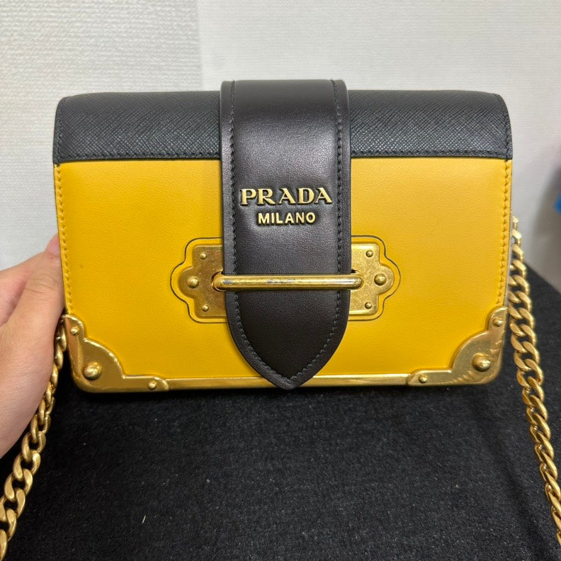 PRD Cahier Crossbody Bag,Yellow &amp; Black,Leather