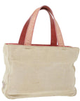PRD Hand Bag Canvas Beige Pink Auth