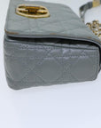 CHRISTIAN DOR Canage Caro Shoulder Bag Leather Gray Auth A