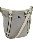 BBERRY Blue Label Shoulder Bag Canvas Gray Auth