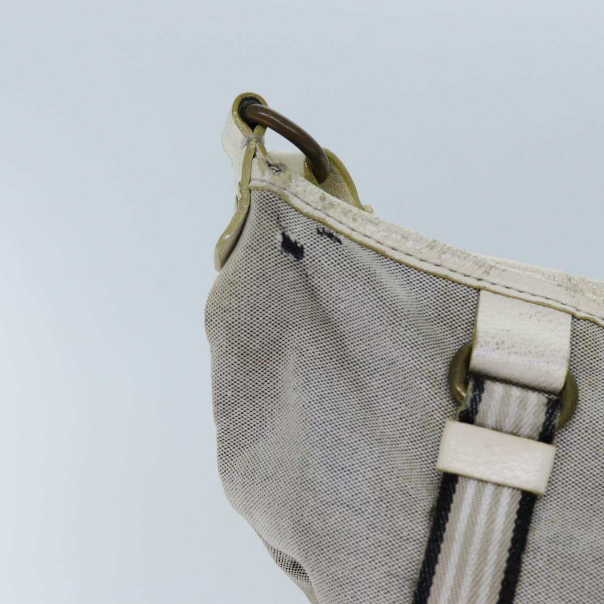 BBERRY Blue Label Shoulder Bag Canvas Gray Auth