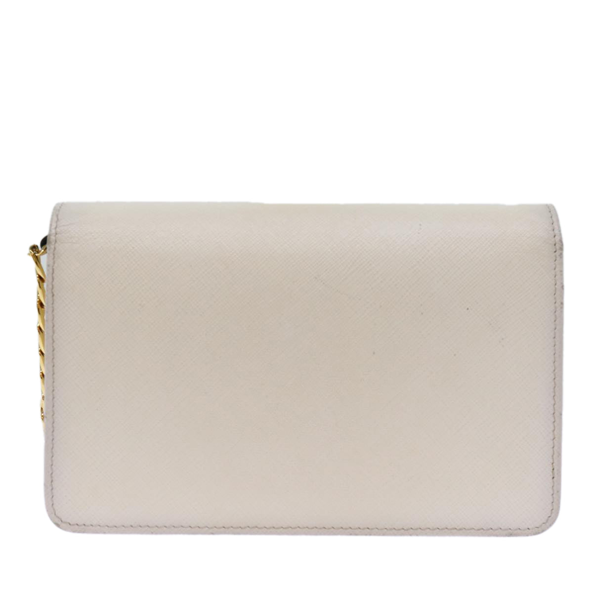 PRD Chain Shoulder Bag Safiano leather White Auth A