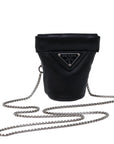 PRD Chain Shoulder Pouch Leather Black Auth