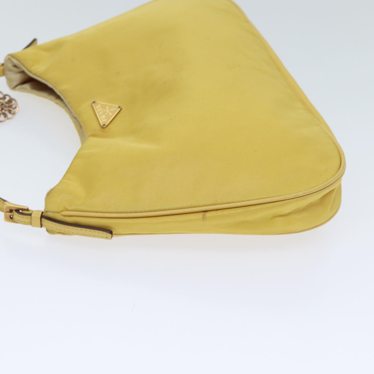 PRD Chain Shoulder Bag Nylon Yellow Auth